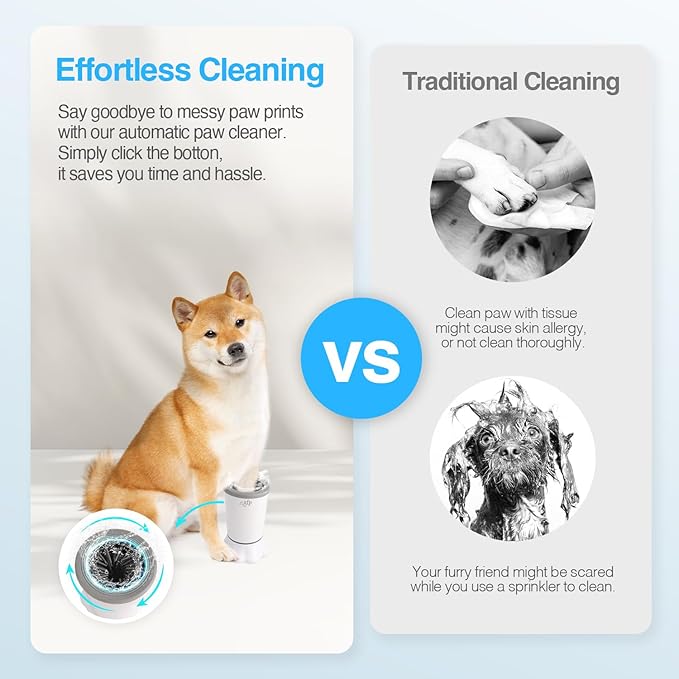 ALL FOR PAWS Automatic Dog Paw Cleaner, Dog Foot Washer Electric Paw Washer for Dogs Portable Paw Cleaner Cup, Mud Paw Clean Station, Silicone Brush Soft for Paws, Two Speed, Suction Cup Bottom