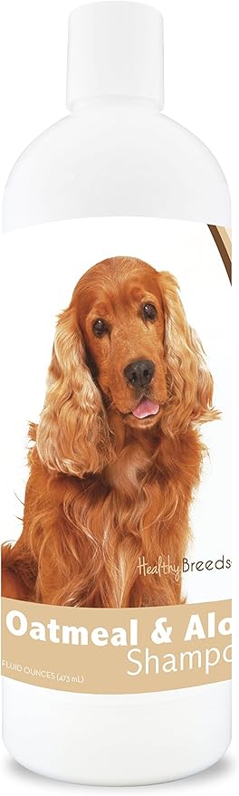 Healthy Breeds Dog Oatmeal Shampoo with Aloe for Cocker Spaniel - Over 75 Breeds – 16 oz - Mild and Gentle for Itchy, Scaling, Sensitive Skin – Hypoallergenic Formula and pH Balanced