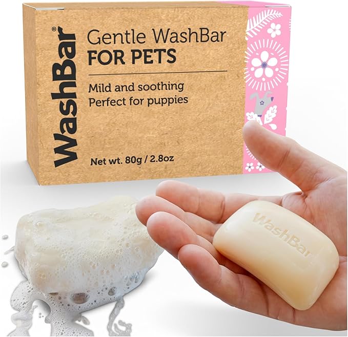 Gentle WashBar for Pets - Mild and Safe Puppy Shampoo for Small Dogs. Fresh Scent in a Compact & Lightweight Bar Soap. Suitable for Sensitive Skin. 2.8oz Bar