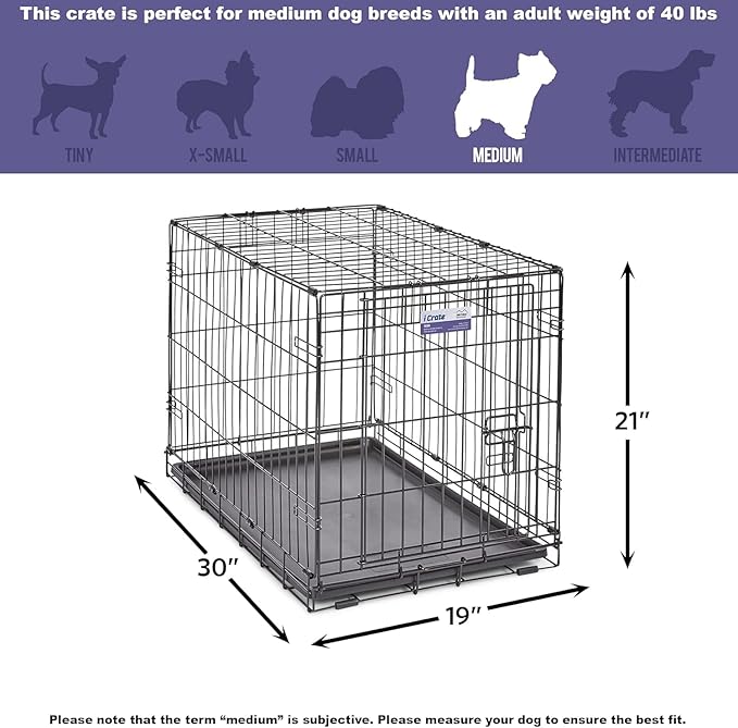 MidWest Homes for Pets Newly Enhanced Single & Double Door iCrate Dog Crate, Includes Leak-Proof Pan, Floor Protecting Feet, Divider Panel & New Patented Features