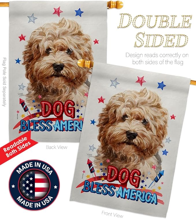 Breeze Decor Patriotic Shaggy Havanese House Flag 2 pcs Pack Dog Puppy Spoiled Paw Canine Fur Pet Nature Farm Animal Creature Banner Small Garden Yard Gift Double-Sided, Made in USA