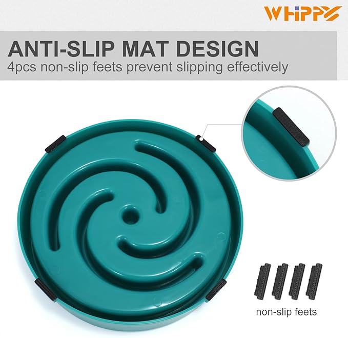 WHIPPY Slow Feeder Bowl for Small Medium Dog Fun Maze Feeder Dog Food Water Bowl Anti-Slip Puzzle Bowl No Chocking Healthy Interactive Bloat Stop Dog Bowl Dish,Medium,Dark Blue