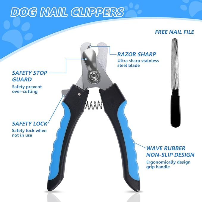 5 Piece Dog Grooming Kit -Undercoat Comb Dog Brush for Shedding,Self Cleaning Slicker Brush,Dog Nail Clippers,Bath Brush,Professional Pet Grooming Tools for All Breeds -Gentle & Easy to Use