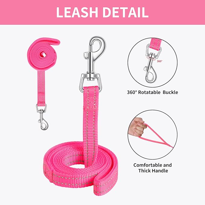 AMTOR Small Dog Harness with Leash Set, No Escape Easy Walk Puppy Harnesses for Training Walking, Step-in Reflective Soft Dogs Vest for XS S Medium Extra-Small Large Sized Dog(Fuchsia,XS)