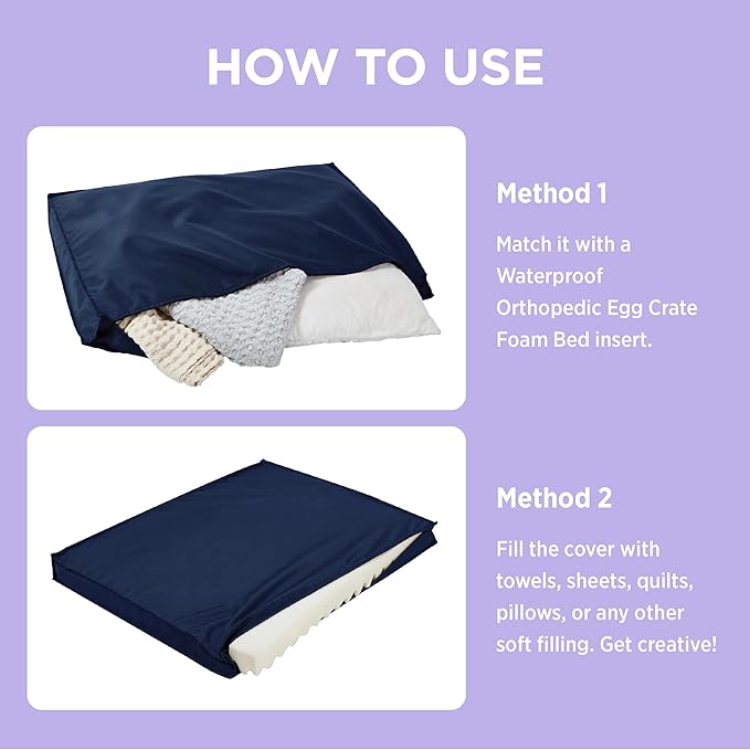 Lesure Water-Resistant Dog Bed Cover - Large Dog Bed Removable Cover, Replacement Washable, Dog Bed Covers for Pet Mat Bed, 36x27x3 Inches