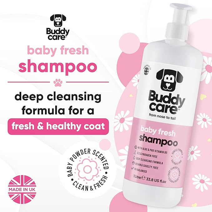 Baby Fresh Dog Shampoo by Buddycare | Deep Cleansing Shampoo for Dogs | Fresh Scented | with Aloe Vera and Pro Vitamin B5 (33.81oz)