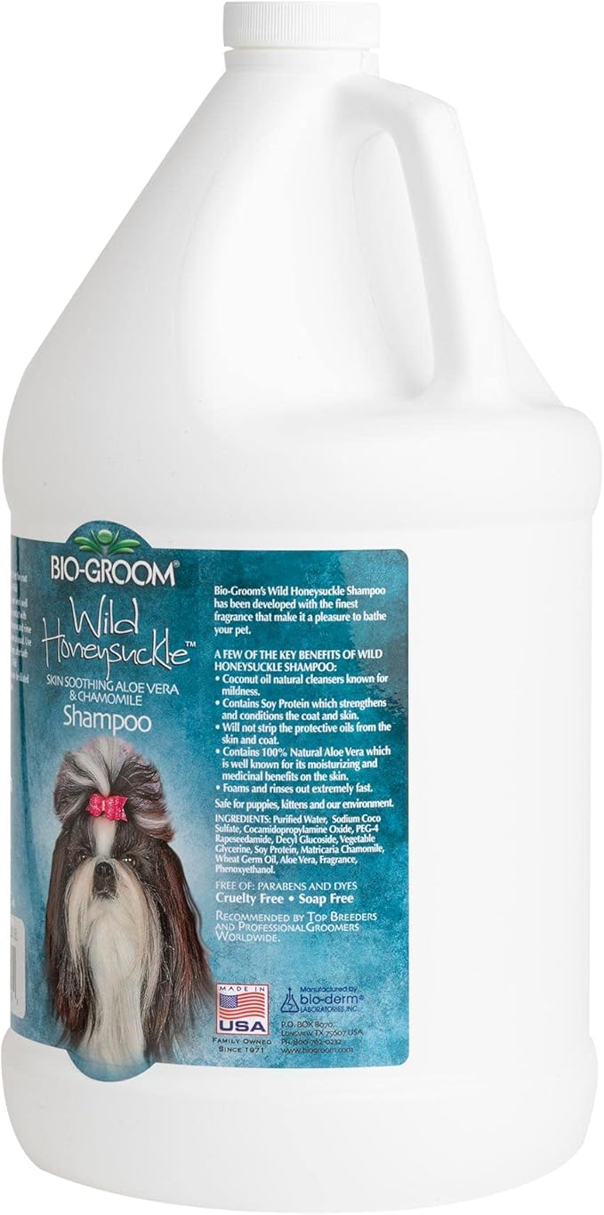 Bio-Groom Wild Honeysuckle Dog Shampoo - Natural Scent Pet Shampoo, Aloe Vera, Chamomile, Cat & Dog Bathing Supplies, Puppy Wash, Cruelty-Free, Made in USA, Quick Rinse Cat Shampoo - 1 Gallon