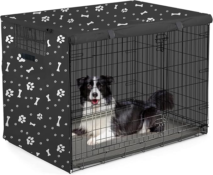 Dog Crate Cover, Dog Kennel Cover, Durable Breathable Dog Crate Cover 36 inch, Windproof Water Resistant Sun Protection Crate Cover Outdoor/Indoor, Black -S (36" L x 23" W x 25" H)