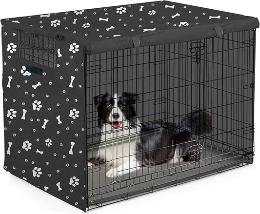 Dog Crate Cover, Dog Kennel Cover, Durable Breathable Dog Crate Cover 36 inch, Windproof Water Resistant Sun Protection Crate Cover Outdoor/Indoor, Black -S (36" L x 23" W x 25" H)