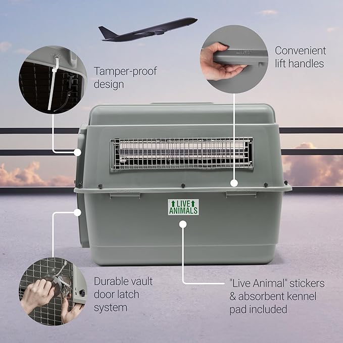 Petmate Sky Kennel - For Air and Travel, Airline Approved Dog Crate for Pets 50-70 lbs, Heavy Duty Dog Kennel, Made in the USA- 36 Inches