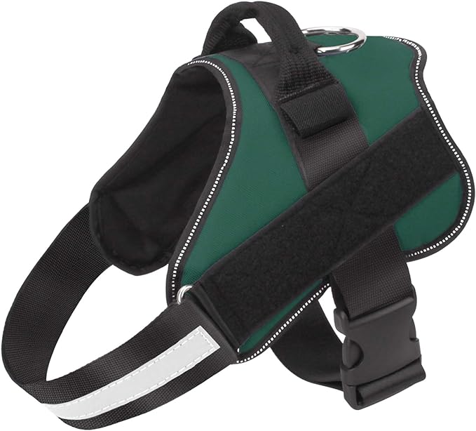 Bolux Dog Harness, No-Pull Reflective Dog Vest, Breathable Adjustable Pet Harness with Handle for Outdoor Walking - No More Pulling, Tugging or Choking (Dark Green, M)