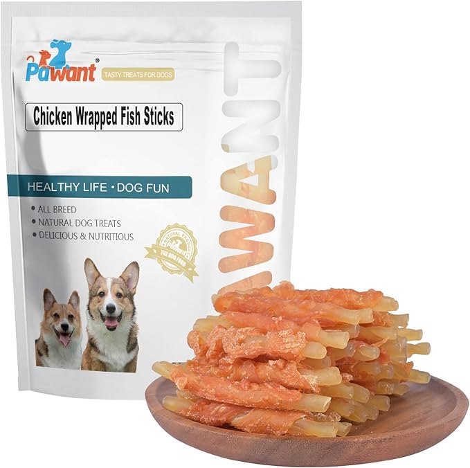 Dog Treats Soft Chews Rawhide Free Chicken Wrapped Cod Sticks for Puppy Training Snacks Dog Chews Treats 1lb/454g