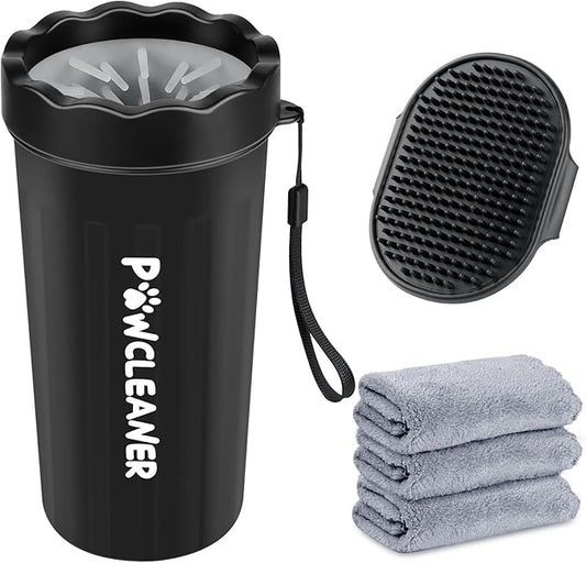 Buddy Muddy Pet Foot Cleaner with Handle, Adjustable Brush, and 3 Absorbent Towels (Blue, Large)