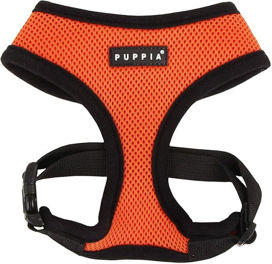 Puppia Soft Dog Harness No Choke Over-The-Head Triple Layered Breathable Mesh Adjustable Chest Belt and Quick-Release Buckle, Orange, X-Large