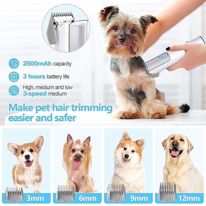 GAOMON Pet Grooming Vacuum kit, Professional Dog Vacuum for Shedding Grooming with 2 L Pet Hair Dust Cup, 5 in 1 Proven Grooming Tools Picks Up 99% Pet Hair, 16 Levels Suction Adjustable