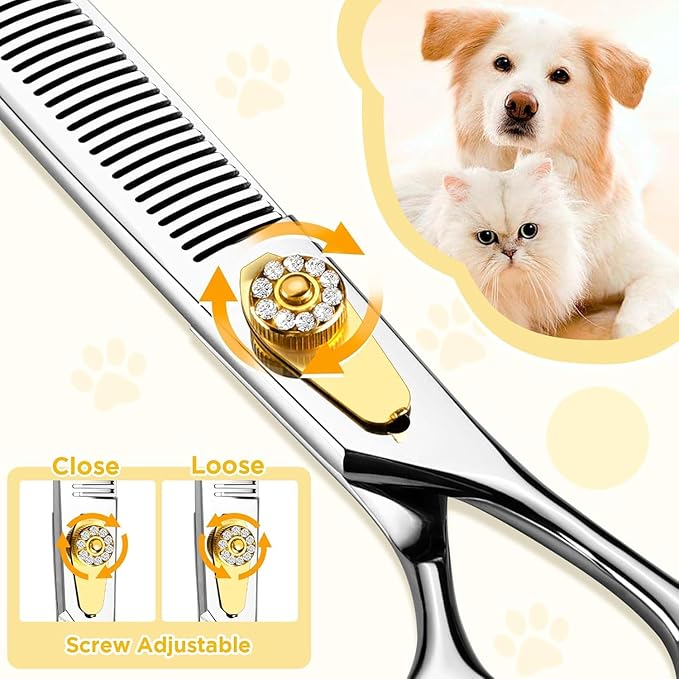 Gimars 8 Inch Sharp 54 Teeth Professional Dog Grooming Scissors Heavy Duty 440C Stainless Steel Ergonomic Pet Grooming Scissor for Dogs, Cats and Other Animals