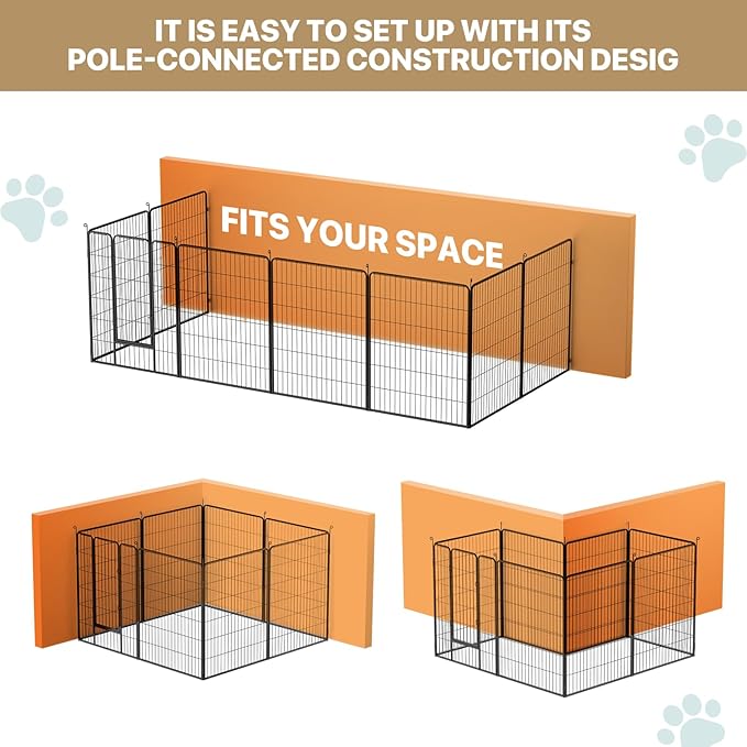 MoNiBloom Dog Playpen Outdoor, 40" Height 8 Panels Heavy Duty Metal Dogs Pen for Large/Medium/Small Animals Pet Exercise Pen for RV Camping Yard