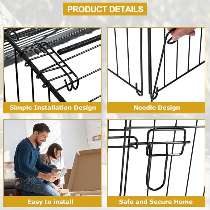 BMS Chicken Cage Pens Crate Chicken Coop Rabbit Run Cage Enclosure Exercise Pen Pet Playpen, Black