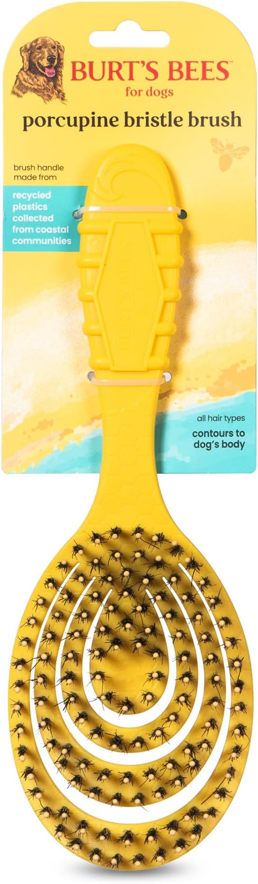 Burt's Bees for Pets Porcupine Bristle Brush, Large Dogs Hair Grooming Tool, Flex Technology, Recycled Plastics Handle, 9 Inches