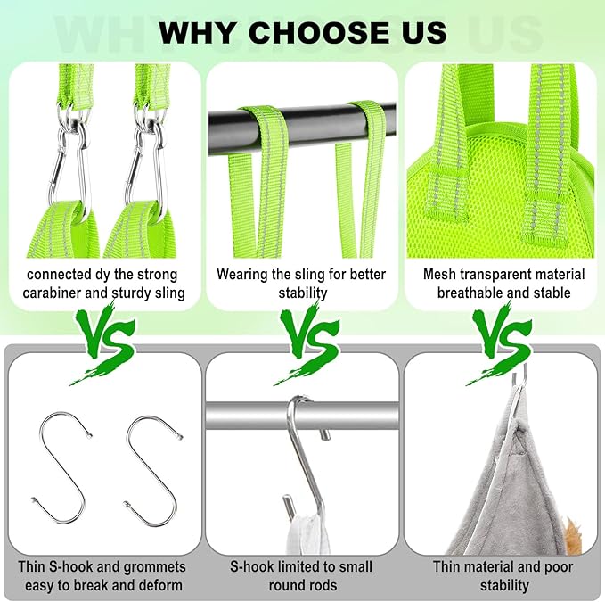 Dog Grooming Hammock for Dogs & Cats - Cat Hanger Sling Restraint Bag with Pet Nail Clipper Trimmer, Pet Grooming Harness for Nail Trimming/Clipping (Medium, Green)