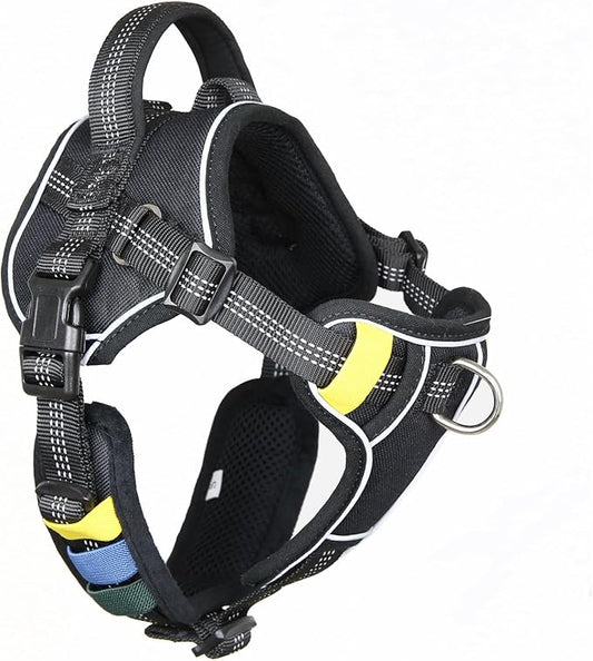 No-Pull Small Dog Harness - Tatical Dog Harness for Small Dog with Handle, Freedom No Pull Escape Proof Dog Vest Harness, Front Clip Reflective Adjustable Service Dog Harness(Black, Small)