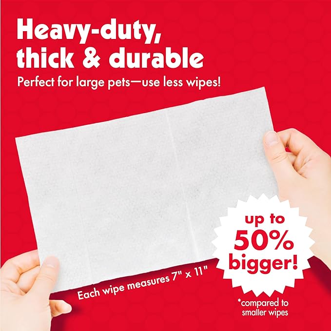 Petkin Pet Wipes for Dogs and Cats, 200 Large Wipes - Removes Dirt & Odor Like Washing Hands - Cleans Ears, Face, Butt, Eye Area - Convenient, Ideal for Home or Travel - 2 Packs of 100 Wipes