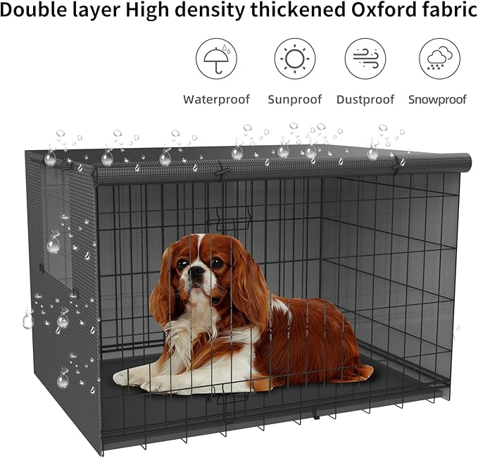 Crate Cover Fit for 24 30 36 42 48-inches,Dog Crate Covers 36 inch,Cover for Dog Crate,Waterproof Dog Kennel Cover,Crate Covers for Dog Cages,Waterproof Cover for Dog Kennel,Dog Enclosure Covers