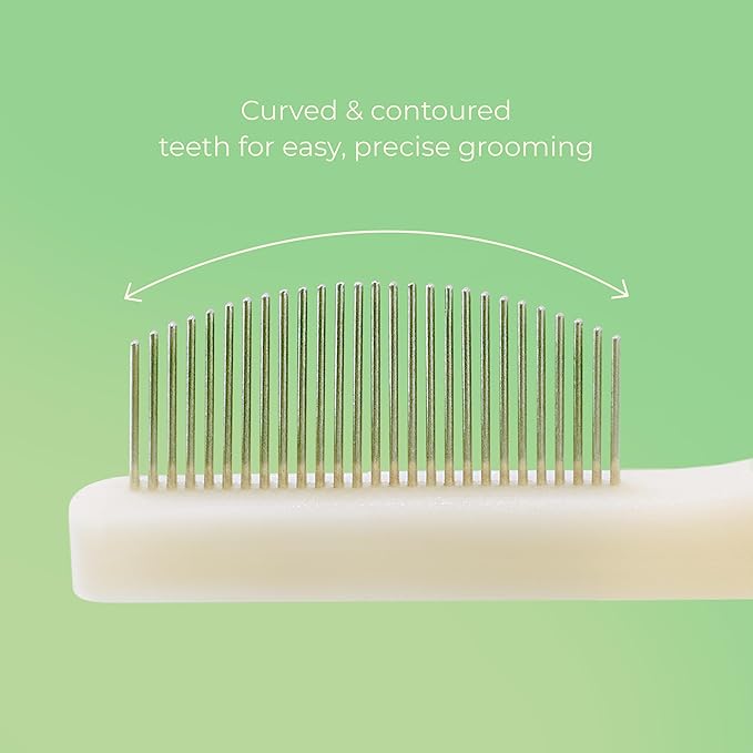 [petora] BRUSH ON ME Gentle Facial & Eye Comb for Dogs & Cats | Smooth & Stress-Free Tear Stain Remover | Fine-Tooth Grooming Tool with Rounded Tips | Comfortable Grip for Daily Pet Grooming
