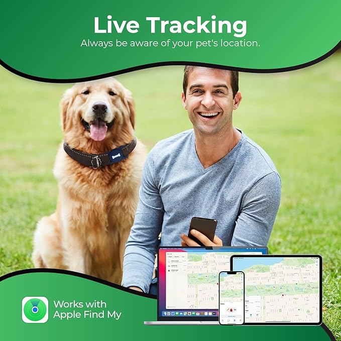 Smart Pet Tracker, Dog Tracker with Collar Holder, Smart Tag for Seamless Location Tracking, Work with Find My, Not GPS Tracker (Blue)