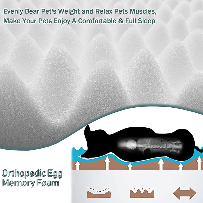 Dog Crate Pad 48x30 inch Memory Foam Large Dog Kennel Bed Soft Flannel Washable Anti Slip Puppy Sleeping Mat,Brown