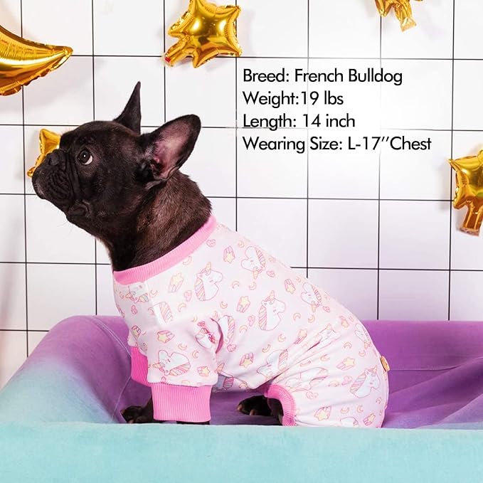 KYEESE Dog Pajamas Velvet Dog Pajamas Large Sized Dogs Soft Dogs Clothes Pjs with Pink Unicorn Pattern Stretchy Pet Jammies Coat Comfy Pet Onesie Costume, 3X-Large