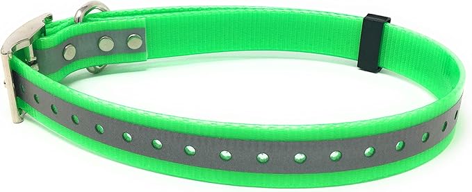 Replacement Strap for Dogtra Collars - 3/4" Wide Ultra-Durable Dog E-Collar Replacement for Training, Bark, Shock, Electric, and GPS Collars - 28" Adjustable Length Reflective Green