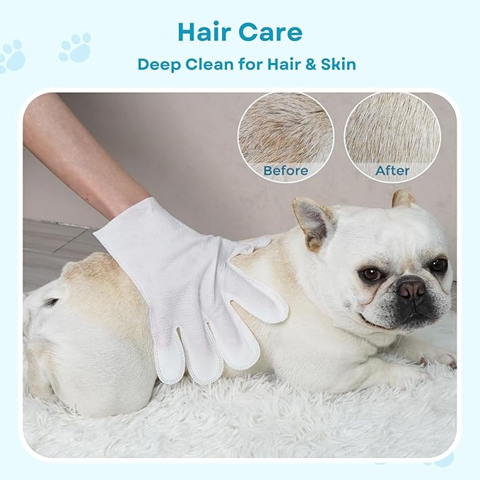 CINOKAI-Pet Cleaning Wipes - Cat Cleaning Wipes & Dog Grooming Gloves -Pet Glove Wipes for Dogs and Cats - Deodorizing Grooming Gloves (1Pack 6 PCS)