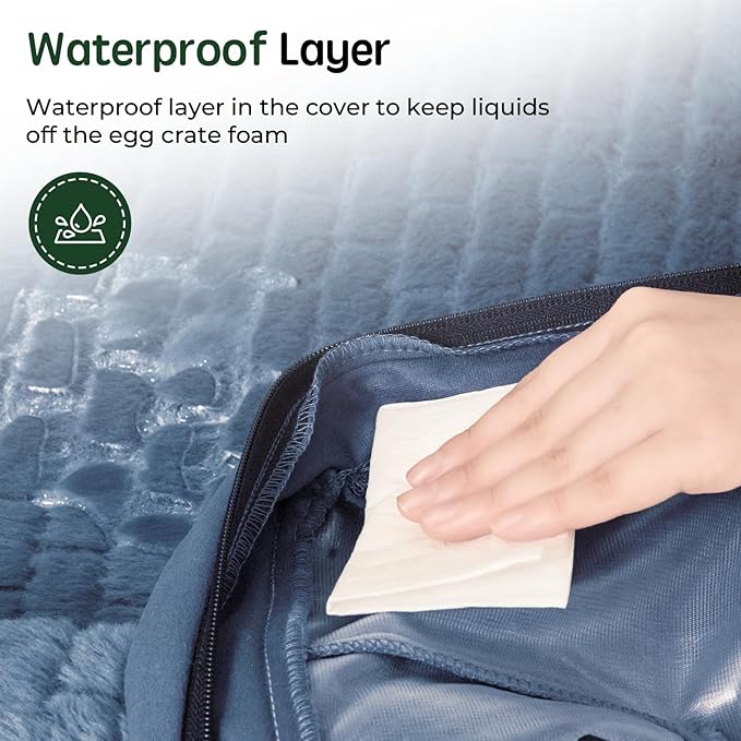 BALANCE Orthopedic Dog Bed, Egg Crate Foam Dog Couch for Pet Sleeping, Pet Sofa with Removable Washable Cover & Nonskid Bottom, Comfy Dog Bed for Extra Large Dog, Blue