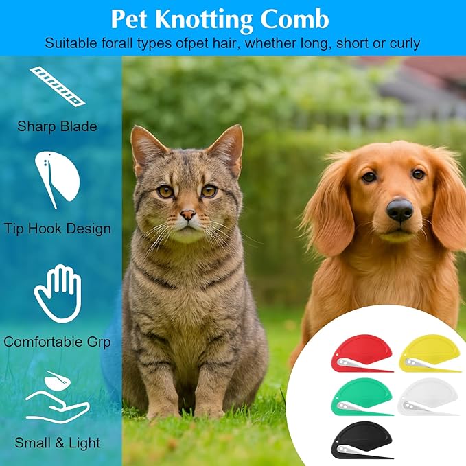 5 Pcs Pet Knotting Comb Hair Knot Remover for Dogs and Cats Pet Dematting Comb Letter Opener Pets Hair Removal Tool Grooming Tool Supplies Matted Fur Remover
