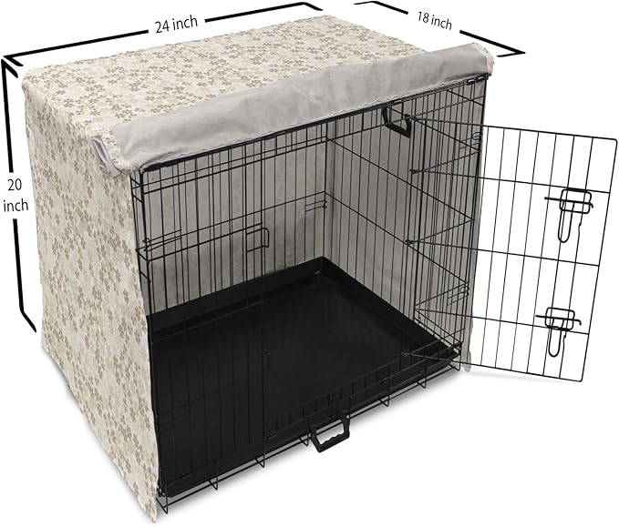 Ambesonne Flower Dog Crate Cover, Flowers Bouquet Blossoms Ornamental Simplistic Monochromic Summer Art, Easy to Use Pet Kennel Cover for Cats & Medium Dogs, 24 Inch, Beige Umber