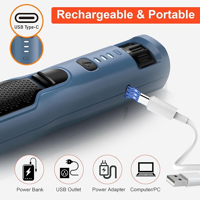 7-Speed Dog Nail Grinder & Dog Nail Trimmers for Large Medium Small Dogs Cats Pets Claw Trimmer Quick Sensor and Safety Guard Type-C Rechargeable with 360° LED Lights Pet Nail Trimmer