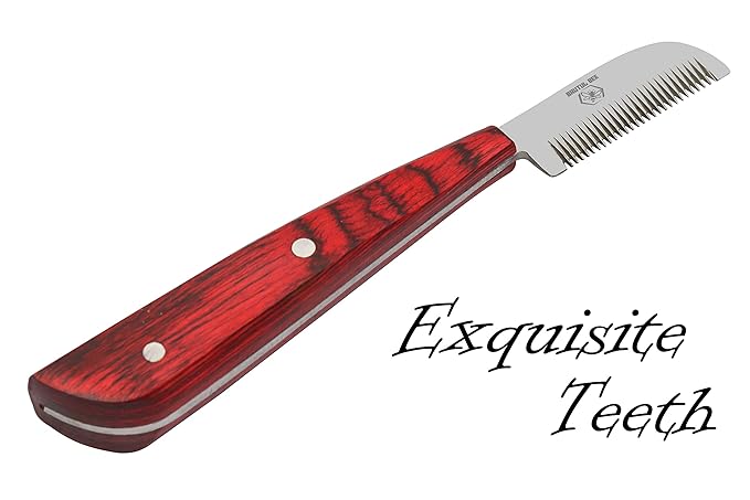 Brutul Bee Dog Grooming Coat Stripping Knife Stripper Trimmer Tool Wooded Handle Stripping Knives Set of 6 in Stainless Steel Non-Slip Tools for Grooming Dogs (Red)