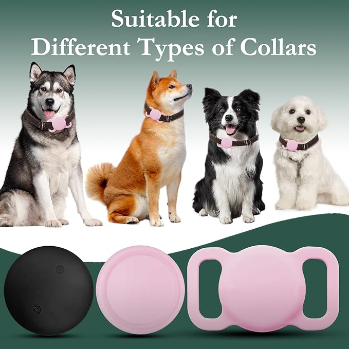 Smart Dog Tracker, Pet Location Tracker, MFi Certificated Tracking Device, Waterproof Bluetooth with Collar Holder, No Monthly Fee, Not GPS Tracker (iOS Only) (Pink)