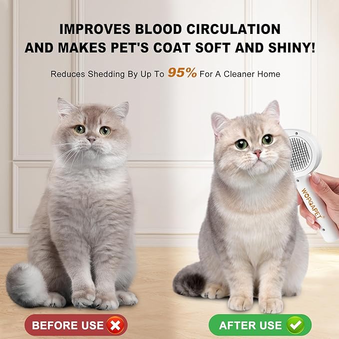 Cat Steam Brush with Mist Spray, Self-Cleaning Grooming Tool for Dogs & Cats, Rechargeable, Anti-Static, Removes Shedding, Mats & Tangles, Perfect for Short & Long Haired Pets – 4 PCS Set