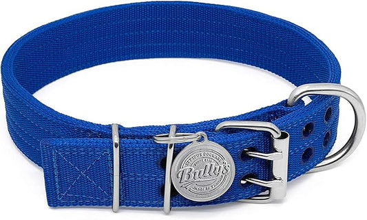 Pit Bull Collar, Dog Collar for Large Dogs, Heavy Duty Nylon, Stainless Steel Hardware (XL-1.5 Inches Wide, Sapphire Blue)