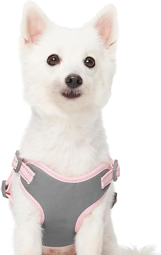 Blueberry Pet Essentials Pastel Color Reflective Dog Harness Vest, Chest Girth 22" - 26", Baby Pink, Medium, Adjustable Harnesses for Dogs