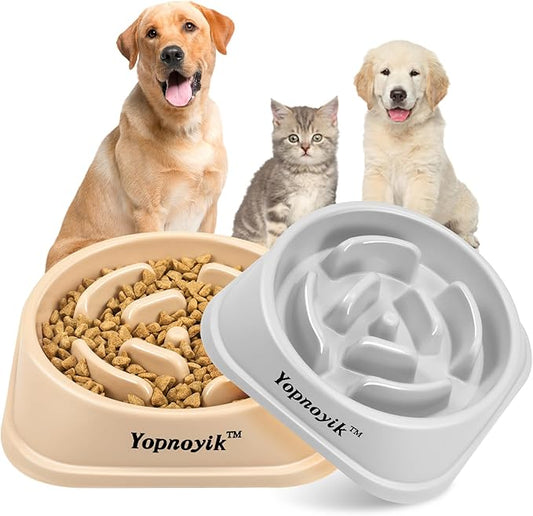 2 Pack Slow Feeder Dog Bowls for Healthy Eating, Non-Slip and Anti-Choking Design, Reduces Bloating & Overeating for Small & Medium Dogs and Cats, Easy to Clean