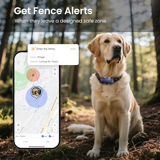 TSK Cat Dog GPS Tracker Smart Waterproof Tracker with Real-Time Location Escape Alerts Activity Monitor iOS & Android Compatible for Dogs Cats 6.5lbs+ Dark Blue