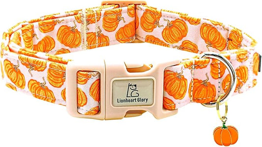 Lionheart glory Halloween Dog Collars Pumpkin Pink Dog Collar Heavy Duty Adjustable Fall Dog Collar for Small Collar Dog Female or Male Dog Collar