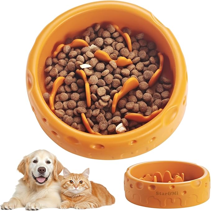 Silicone Slow Feeder Dog Bowls & Cat Bowls, 2 Cups Small Pet Food Bowl with Non-Slip Suction Base, Food-Grade Safe Puzzle Feeder for Small & Medium Dogs & Indoor Cats - Dishwasher & Microwave Safe