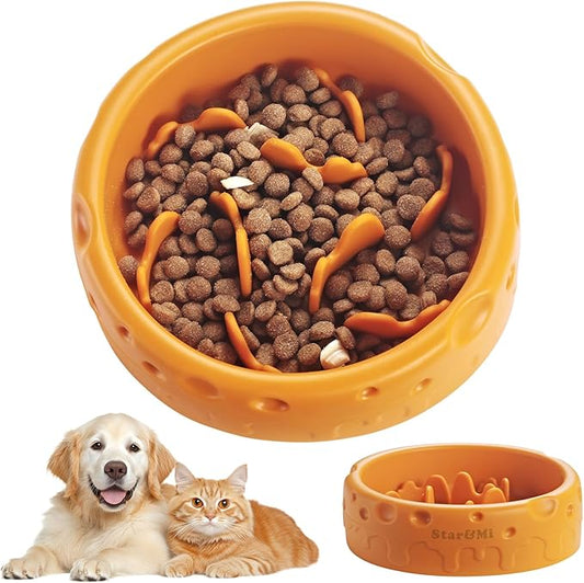 Silicone Slow Feeder Dog Bowls & Cat Bowls, 2 Cups Small Pet Food Bowl with Non-Slip Suction Base, Food-Grade Safe Puzzle Feeder for Small & Medium Dogs & Indoor Cats - Dishwasher & Microwave Safe