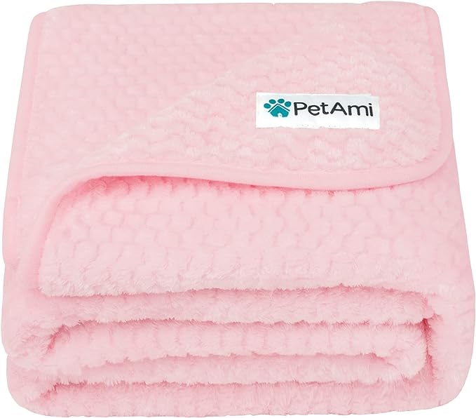 PetAmi Waterproof Dog Blanket, Leakproof XL Pet Blanket for Large Dogs, Furniture Sofa Couch Cover Protector, Fleece Cat Throw for Bed Crate Kennel, Reversible Washable Soft Plush, Twin 60x80 Pink