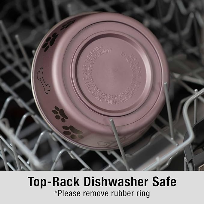 Loving Pets Bella Dog Bowls- Stainless Steel Dog & Cat Bowls - Spill Proof Dog Food Bowl, Cat Bowl, Puppy Essentials & Pet Supplies Great for Home & Travel (Medium 20-25 lbs, Grape)