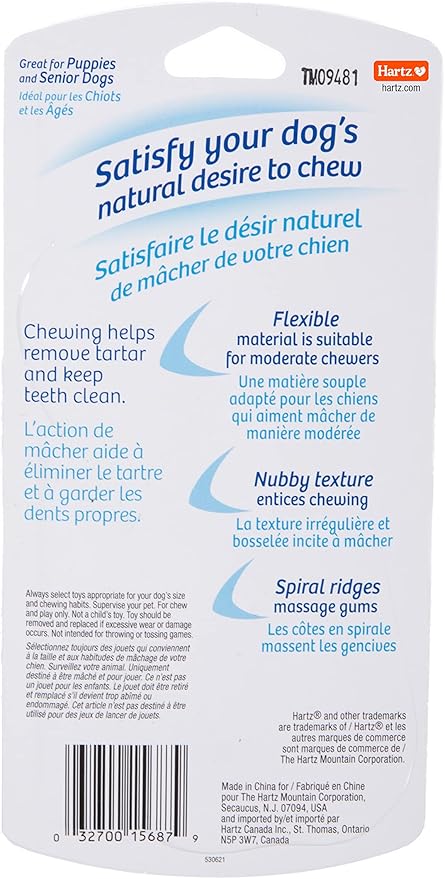 Hartz Chew ‘n Clean Twisty Bone Dog Chew Toy, Bacon Scented Chew Toy for Moderate Chewers, Small/Medium, Color Varies